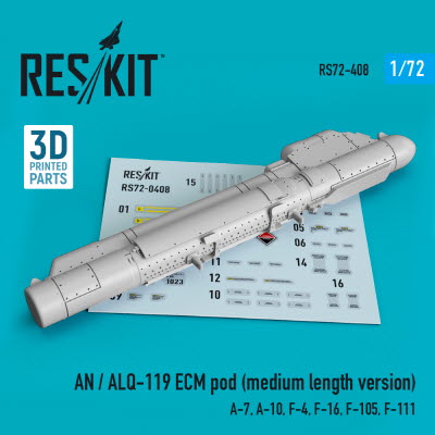RS72-0408 1/72 AN / ALQ-119 ECMpod (medium length version) (A-7, A-10, F-4, F-16, F-105, F-111) (3D