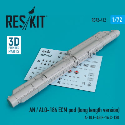 RS72-0412 1/72 AN / ALQ-184 ECM pod (long length version) (A-10,F-4G,F-16,C-130) (3D printing) (1/72