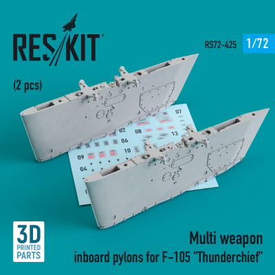 [사전 예약] RS72-0425 1/72 Multi weapon inboard pylons for F-105 \"Thunderchief\" (2 pcs) (3D Printing) (1/72)