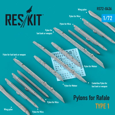 RS72-0436 1/72 Pylons for Rafale type 1 (1/72)