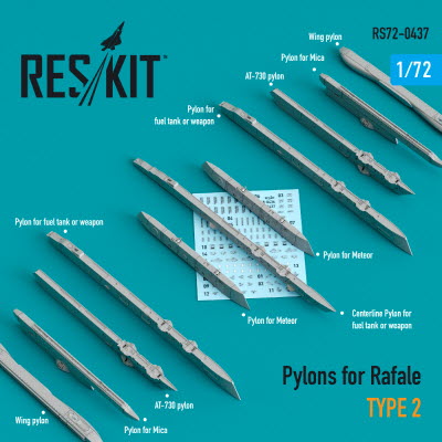 RS72-0437 1/72 Pylons for Rafale type 2 (1/72)