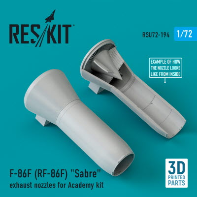RSU72-0194 1/72 F-86F (RF-86F) \"Sabre\" exhaust nozzles for Academy kit (3D Printing) (1/72)