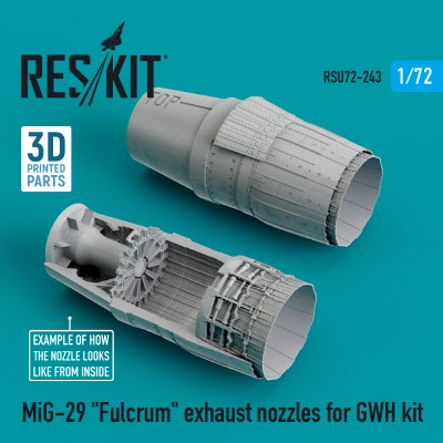 RSU72-0243 1/72 MiG-29 "Fulcrum" exhaust nozzles for GWH kit (3D printing + Resin)(1/72)