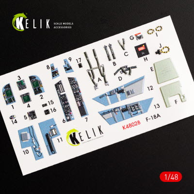 K48028 1/48 F/A-18A \"Hornet\" interior 3D decals for Kinetic kit (1/48) Kinetic