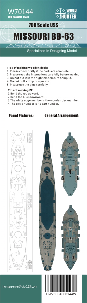 W70144 1/700 700 scale USS Missouri BB-63(For Academy 14222)