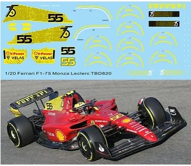[사전 예약] TBD822 1/20 Decals X Ferrari F1-75 GP Monza 2022 Sainz (X NewScratch ) Decal TBD822