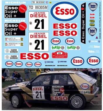 [사전 예약] TBD865 1/12 Decals X Lancia Delta HF 16V Rally Sanremo 1990 Esso Grifone Decal TBD865