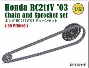 [사전 예약] DE12011E 1/12 Chain and Sprocket set for Honda RC211V '03 (Easy Painting)
