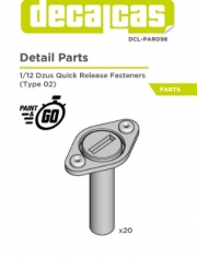 DCL-PAR098 Bonnet pins for 1/12 scale models: Dzus quick release fasteners large - Type 2 (20 units/