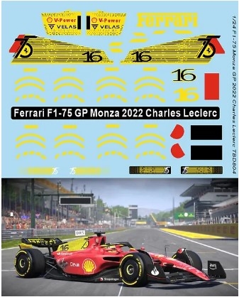[사전 예약] TBD804 1/24 Decals X Conversion Ferrari F1-75 to GP Monza 2022 Leclerc Decal TBD804