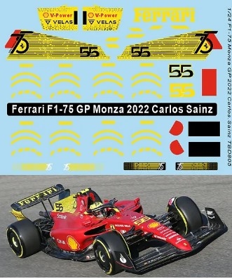 [사전 예약] TBD805 1/24 Decals X Conversion Ferrari F1-75 to GP Monza 2022 C Sainz Decal TBD805 SKU: TBD805