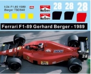[사전 예약 ~12/4일] TBD840 1/24 Decals X FERRARI F1 -89 Gerhard Berger 1989 TB Decal TBD840