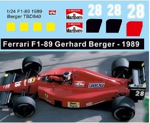 [사전 예약] TBD840 1/24 Decals X FERRARI F1 -89 Gerhard Berger 1989 TB Decal TBD840