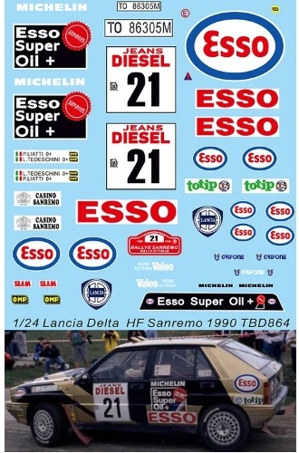 TBD864 1/24 Decals X Lancia Delta HF 16V Rally Sanremo 1990 Esso Grifone Decal TBD864 SKU: TBD864