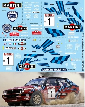 [사전 예약] TBD866 1/24 Decals Lancia Delta integrale 16v Rally Sanremo 1989 Biasion Decal TBD866 SKU: TBD866