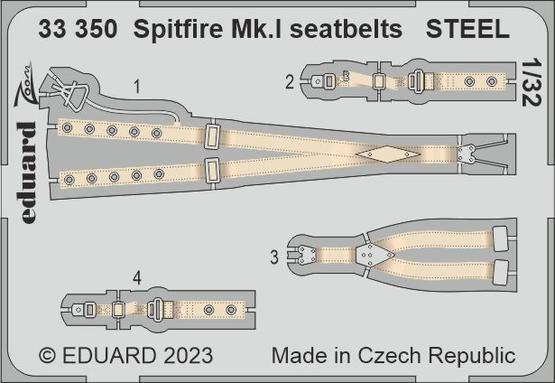 33350 1/32 Spitfire Mk.I seatbelts STEEL 1/32 KOTARE
