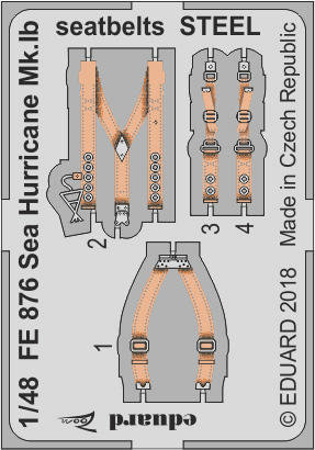 FE876 1/48 Sea Hurricane Mk.Ib seatbelts STEEL 1/48 AIRFIX
