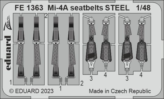 FE1363 1/48 Mi-4A seatbelts STEEL 1/48 TRUMPETER