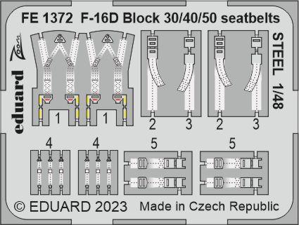 FE1372 1/48 F-16D Block 30/40/50 seatbelts STEEL 1/48 KINETIC