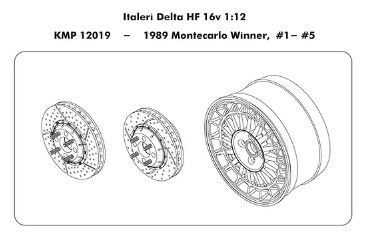 KMP12023 1/12 Lancia Delta HF 16v Rims and brakes set