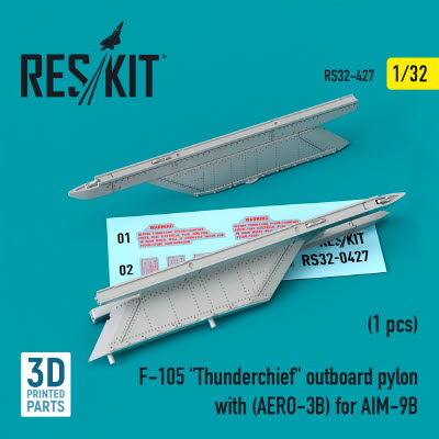 [사전 예약] RS32-0427 1/32 F-105 \"Thunderchief\" outboard pylon with (AERO-3B) for AIM-9B (3D Printing) (1/32)