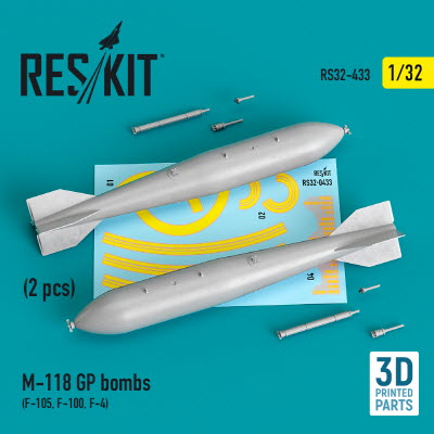[사전 예약] RS32-0433 1/32 M-118 GP bombs (2 pcs) (F-105, F-100, F-4) (3D Printing) (1/32)