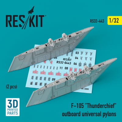 RS32-0443 1/32 F-105 \"Thunderchief\" outboard universal pylons (2 pcs) (3D Printing) (1/32)