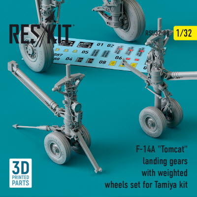 RSU32-0088 1/32 F-14A \"Tomcat\" landing gears with weighted wheels set for Tamiya kit (3D Printing) (