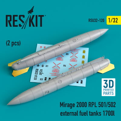 [사전 예약] RSU32-0120 1/32 Mirage 2000 RPL 501/502 external fuel tanks 1700lt (2 pcs) (3D Printing) (1/32)