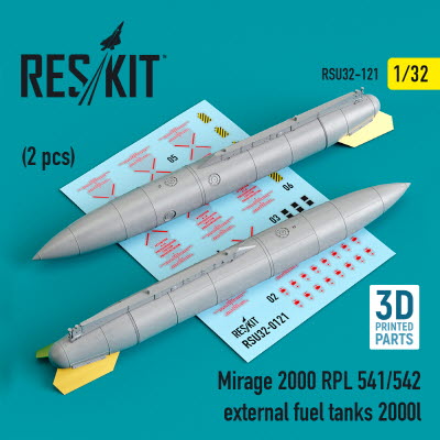 [사전 예약] RSU32-0121 1/32 Mirage 2000 RPL 541/542 external fuel tanks 2000lt (2 pcs) (3D Printing) (1/32)