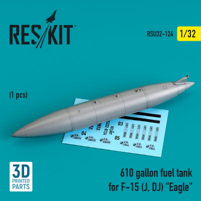 RSU32-0124 1/32 610 gallon fuel tank for F-15 (J, DJ) \"Eagle\" (3D printing) (1/32)
