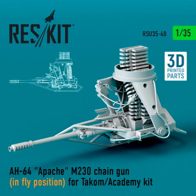 [사전 예약] RSU35-0048 1/35 AH-64 \"Apache\" M230 chain gun (in fly position) for Takom/Academy kit (3D printing)