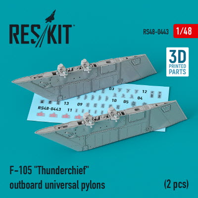 [사전 예약] RS48-0443 1/48 F-105 \"Thunderchief\" outboard universal pylons (2 pcs) (3D Printing) (1/48)