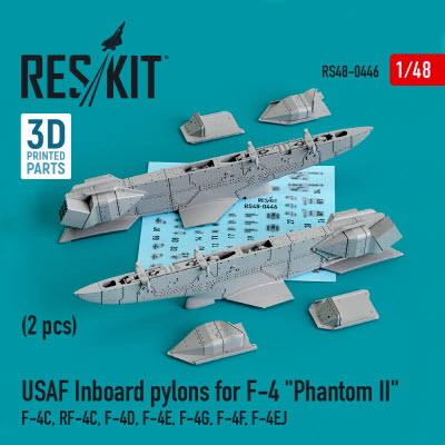 RS48-0446 1/48 USAF Inboard pylons for F-4 "Phantom II" (2 pcs) (F-4С, RF-4С, F-4D, F-4Е, F-4G, F-4F