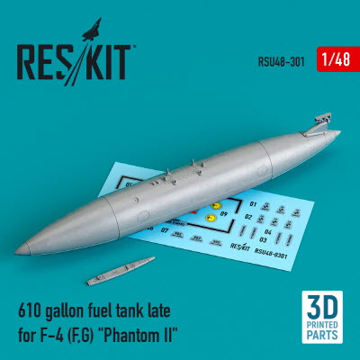 [사전 예약] RSU48-0301 1/48 610 gallon fuel tank late F-4 (F,G) \"Phantom II\" (3D printing) (1/48)