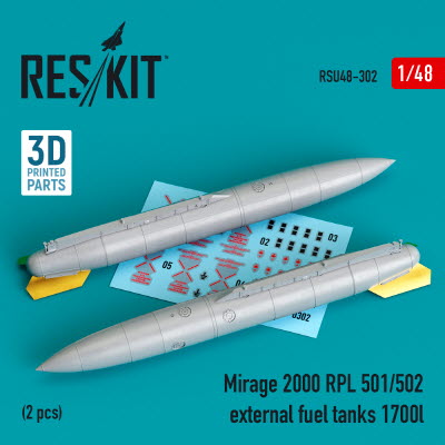 [사전 예약] RSU48-0302 1/48 Mirage 2000 RPL 501/502 external fuel tanks 1700lt (2 pcs) (3D Printing) (1/48)