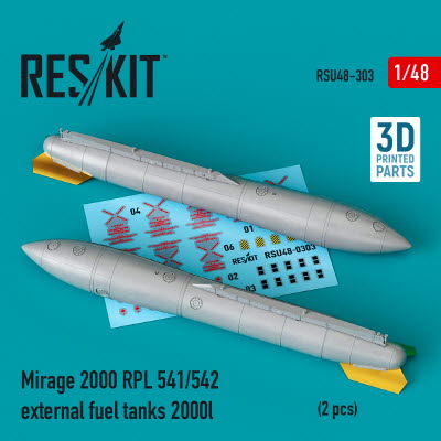 RSU48-0303 1/48 Mirage 2000 RPL 541/542 external fuel tanks 2000lt (2 pcs) (3D Printing) (1/48)