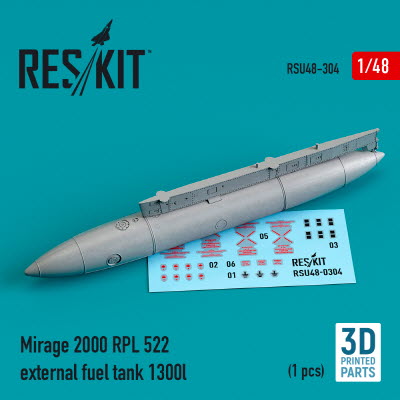[사전 예약] RSU48-0304 1/48 Mirage 2000 RPL 522 external fuel tank 1300lt (3D Printing) (1/48)