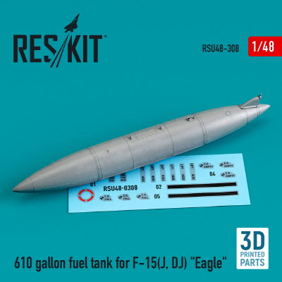 [사전 예약] RSU48-0308 1/48 610 gallon fuel tank for F-15(J, DJ) \"Eagle\" (3D printing) (1/48)