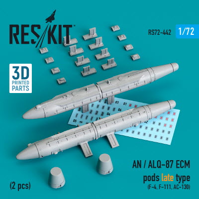 RS72-0442 1/72 AN / ALQ-87 ECM pods late type (2 pcs) (F-4, F-111, AC-130) (3D printing) (1/72)