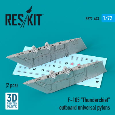 [사전 예약] RS72-0443 1/72 F-105 \"Thunderchief\" outboard universal pylons (2 pcs) (3D printing) (1/72)