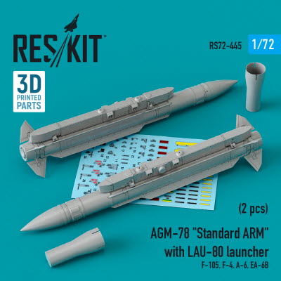 [사전 예약] RS72-0445 1/72 AGM-78 "Standard ARM" with LAU-80 launcher (2 pcs) (F-105,F-4,A-6,EA-6B) (1/72)