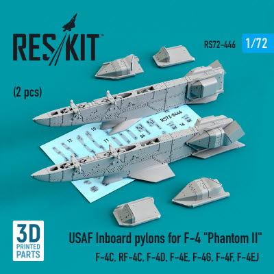 RS72-0446 1/72 USAF Inboard pylons for F-4 \"Phantom II\" (2 pcs) (F-4С, RF-4С, F-4D, F-4Е, F-4G, F-4F