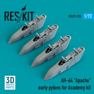 [사전 예약] RSU72-0228 1/72 AH-64 \"Apache\" early pylons for Academy kit (3D Printing) (1/72)
