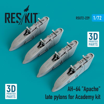 [사전 예약] RSU72-0229 1/72 AH-64 \"Apache\" late pylons for Academy kit (3D Printing) (1/72)