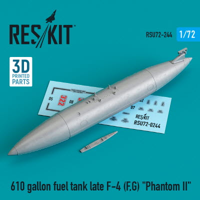 [사전 예약] RSU72-0244 1/72 610 gallon fuel tank late F-4 (F, G) "Phantom II" (3D Printing) (1/72)