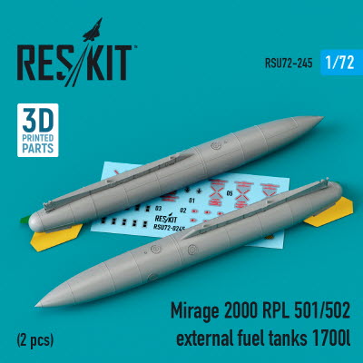 [사전 예약] RSU72-0245 1/72 Mirage 2000 RPL 501/502 external fuel tanks 1700lt (2 pcs) (3D printing) (1/72)