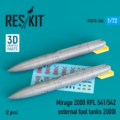 [사전 예약] RSU72-0246 1/72 Mirage 2000 RPL 541/542 external fuel tanks 2000lt (2 pcs) (3D printing) (1/72)
