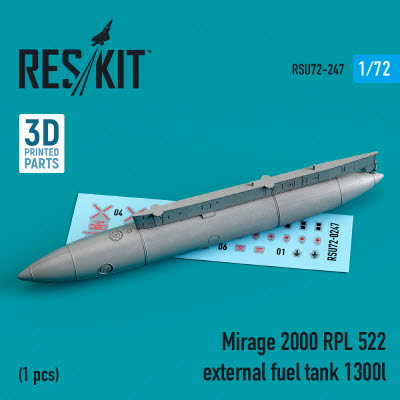 RSU72-0247 1/72 Mirage 2000 RPL 522 external fuel tank 1300lt (3D printing) (1/72)