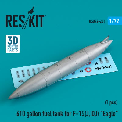 [사전 예약] RSU72-0251 1/72 610 gallon fuel tank for F-15(J, DJ) "Eagle" (3D printing) (1/48)